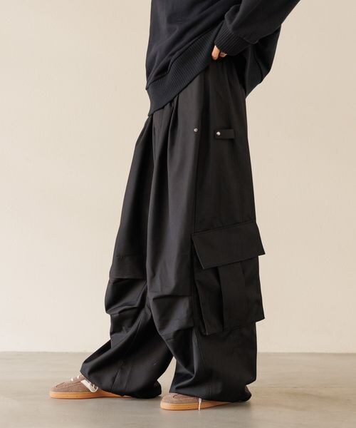 Anui / TRタックパラシュートパンツ / ブラック セール】【UNISEX/3サイズ展開】TRタックパラシュートパンツ