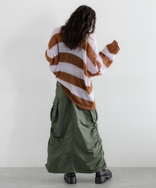 RAGEBLUE(レイジブルー)の「モヘアタッチ/ボーダーニットプルオーバー(トップス・ホワイト系18/ブラウン系52/グレー系93・FREE)」の13枚目の写真