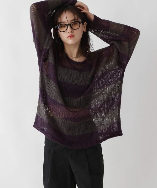 RAGEBLUE(レイジブルー)の「モヘアタッチ/ボーダーニットプルオーバー(トップス・ホワイト系18/ブラウン系52/グレー系93・FREE)」の21枚目の写真