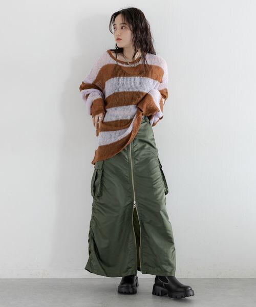 RAGEBLUE(レイジブルー)の「モヘアタッチ/ボーダーニットプルオーバー(トップス・ホワイト系18/ブラウン系52/グレー系93・FREE)」の14枚目の写真