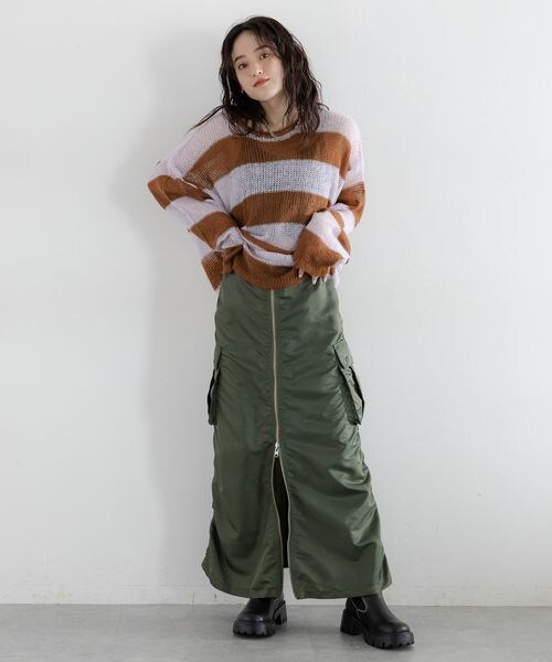 RAGEBLUE(レイジブルー)の「モヘアタッチ/ボーダーニットプルオーバー(トップス・ホワイト系18/ブラウン系52/グレー系93・FREE)」の11枚目の写真