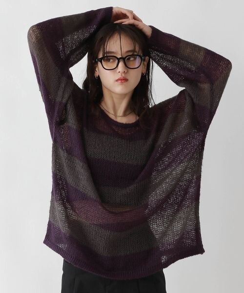 RAGEBLUE(レイジブルー)の「モヘアタッチ/ボーダーニットプルオーバー(トップス・ホワイト系18/ブラウン系52/グレー系93・FREE)」の3枚目の写真