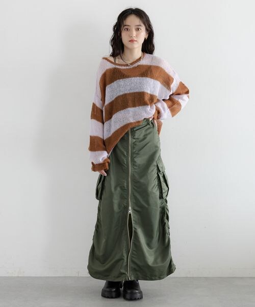 RAGEBLUE(レイジブルー)の「モヘアタッチ/ボーダーニットプルオーバー(トップス・ホワイト系18/ブラウン系52/グレー系93・FREE)」の12枚目の写真