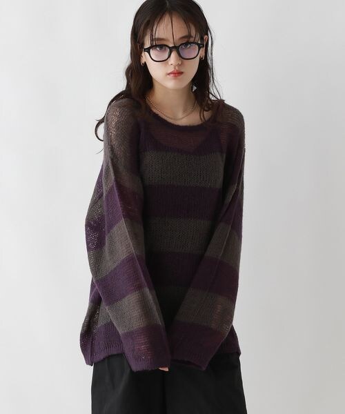 RAGEBLUE(レイジブルー)の「モヘアタッチ/ボーダーニットプルオーバー(トップス・ホワイト系18/ブラウン系52/グレー系93・FREE)」の22枚目の写真