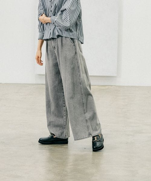 グローバルワーク　GOODデニムイージーパンツ　L グレー GLOBAL WORK - グローバルワーク GOODデニムイージーパンツ