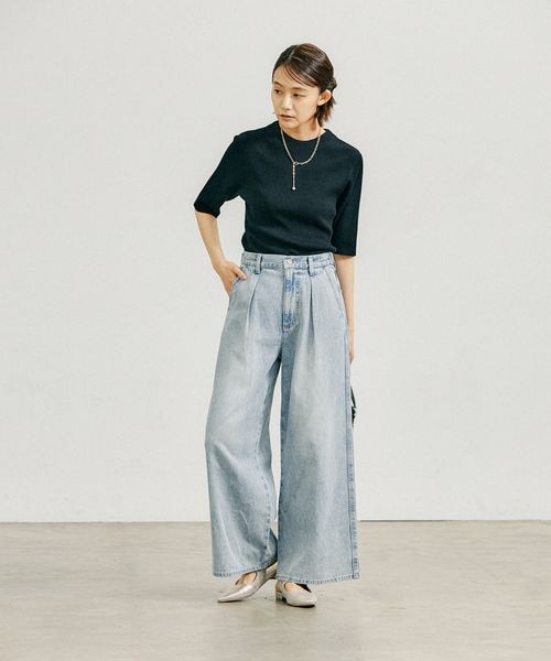 GLOBAL WORK（グローバルワーク）の「GOODデニムタックワイドパンツ