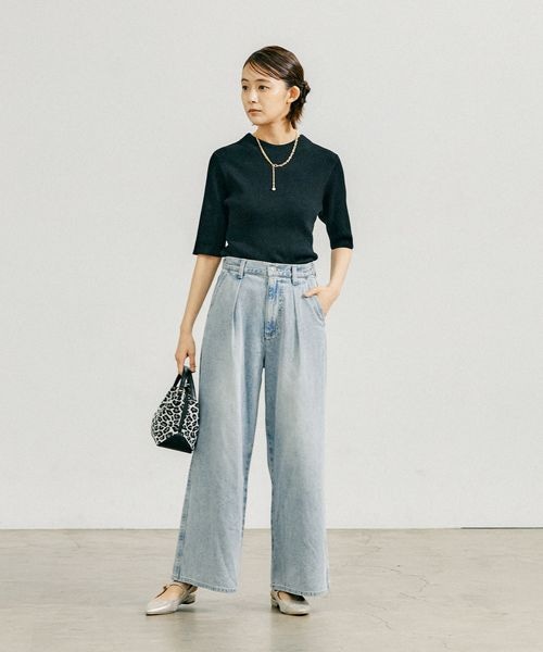 デニム ワイドパンツ ダークブルー クラシックスタイル ラグスタイル LUXSTYLE ワイドデニムカーゴパンツ/デニムパンツ