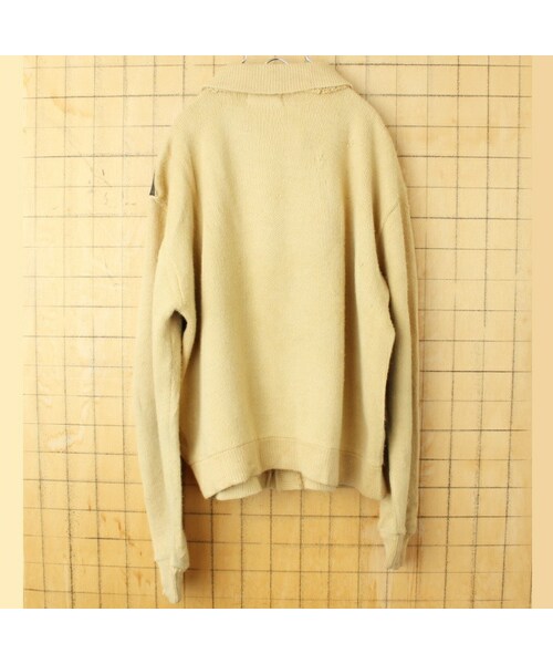 --（--）の「60s 70s USA製 CAMPUS ラムレザー アクリルニット カーディガン ベージュ メンズXL アメリカ古着（カーディガン/ボレロ・レディース・ベージュ・XL）」の5枚目の写真