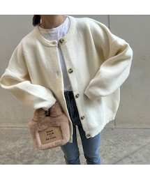 copine | オーバーサイズニットカーディガン(ホワイト)(カーディガン/ボレロ)