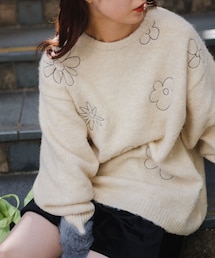 Kastane | 【12.7(土)12:00発売】SIXSENCE フラワー刺繍ニット(ニット/セーター)