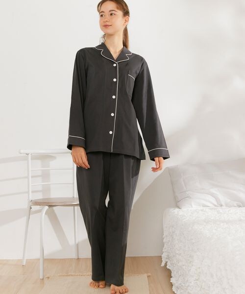 une nana cool(ウンナナクール)の「ハイゲージ天竺パジャマ /LP6411(その他・IV_アイボリー/CR_クリーム/BL_ブラック/GY_グレー/LG_チャコールグレー/PI_ピンク/RP_ロマンピンク/SP_シェルピンク/EN_エンジ/CB_シェルベージュ/BE_ベージュ/BS_サンドベージュ/DR_シナモンブラウン/BR_ブラウン/OB_ダークブラウン/OC_カカオ/YE_イエロー/KA_カラシ/GR_グリーン/OV_オリーブ/SX_サックス/GB_グレイッシュブルー/BU_ブルー/KO_ネイビー/VI_ヴァイオレット・M/L)」の6枚目の写真