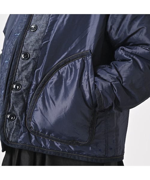 45R ４５プチデニム×厚ナイロン　スタンドブルゾン 45R（フォーティファイブアール）の「45プチデニム×厚ナイロンの