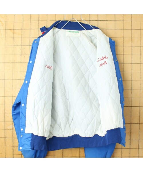 HOLLOWAY（ホロウェイ）の「デッドストック 80s 90s USA製 HOLLOWAY ナイロン スタジャン ブルー メンズL スタジアム ナイロンジャケット 未使用 刺繍 アメリカ古着（スタジャン・レディース・ブルー・L）」の4枚目の写真