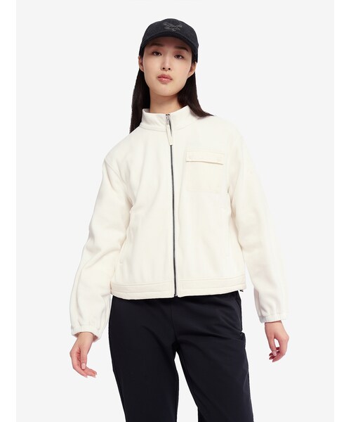 POLARTEC MICRO FLEECE ショート丈 異素材切替え パフスリーブマイクロフリースジャケット