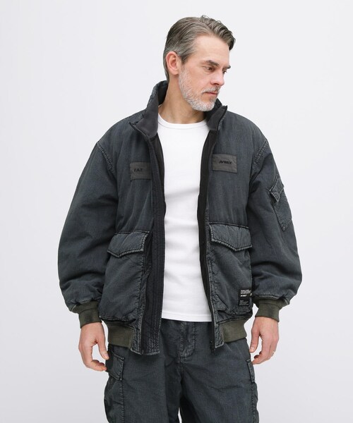 AVIREX（アヴィレックス）の「《AVIREX / F.A.T.》FADE WASH WEP JACKET / フェイドウォッシュ ウェップ ジャケット / アヴィレックス（ジャケット/アウター・グレー/オリーブ・S/M/L/XL）」の2枚目の写真