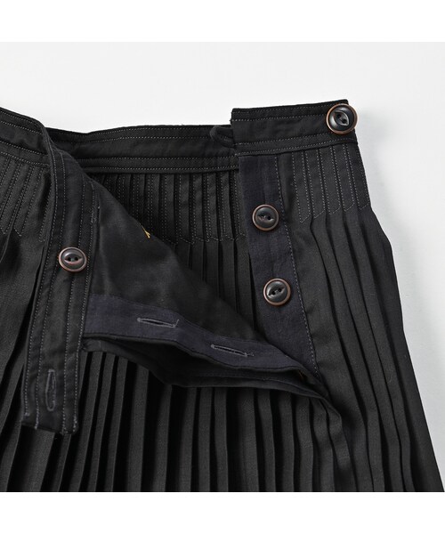 45R】デニム地 プリーツスカート インディゴ 藍染 【公式通販】