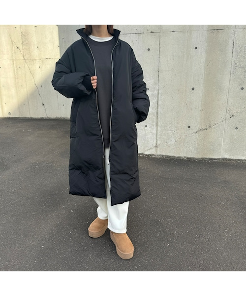 copine(コピン)の「リブネックダブルジッパーファイバーダウンロングコート(その他アウター・レディース・ブラック・ワンサイズ)」の1枚目の写真