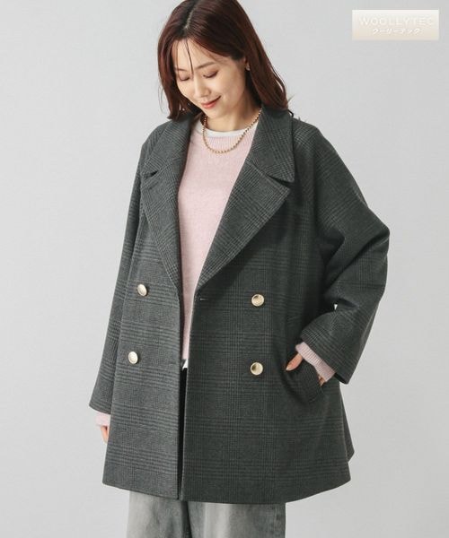 GLOBAL WORK 軽やかストレッチ衿2wayコート ブラック GLOBAL WORK（グローバルワーク）の「軽やかストレッチ衿2WAY