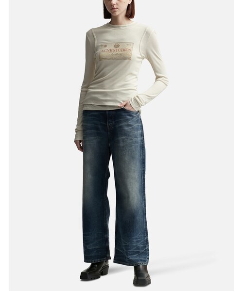 【関税込み】Acne Studios ベージュ ダブルレイヤー 長袖Tシャツ Acne Studios - ダブルレイヤーロングスリーブTシャツ
