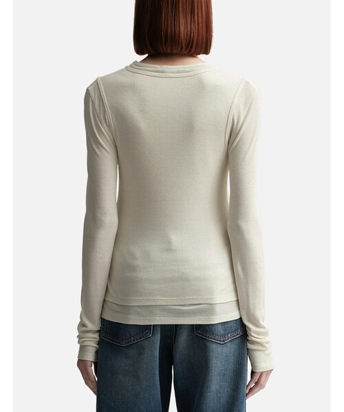 【関税込み】Acne Studios ベージュ ダブルレイヤー 長袖Tシャツ Acne Studios - ダブルレイヤーロングスリーブTシャツ
