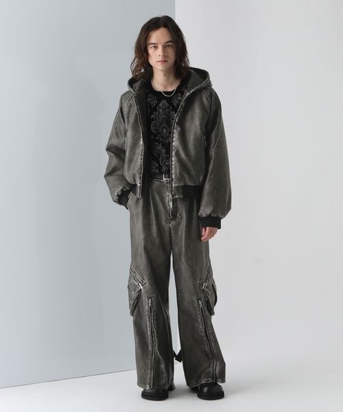 HARE レザーコンパクトフードブルゾン　上下セットアップ HARE（ハレ）の「レザーコンパクトフードブルゾン（）」 - WEAR