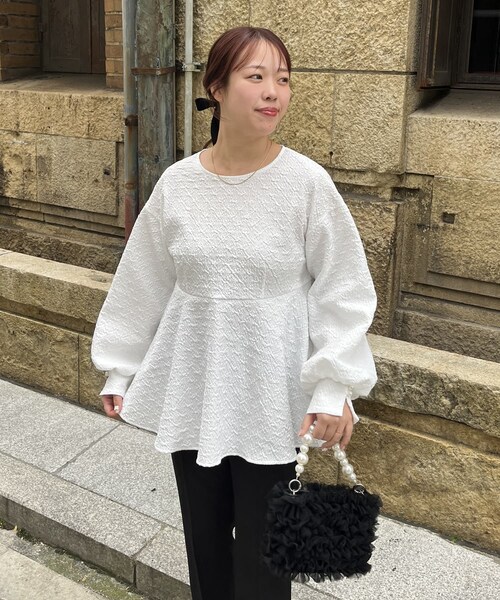 パールバルーンスリーブドッキングペプラムTシャツ（Tシャツ