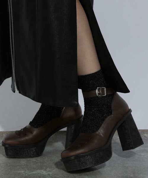 HARE ガラソールチャンキーパンプス ブラック　Lサイズ HARE（ハレ）の「ガラソールチャンキーパンプス(HARE)（パンプス