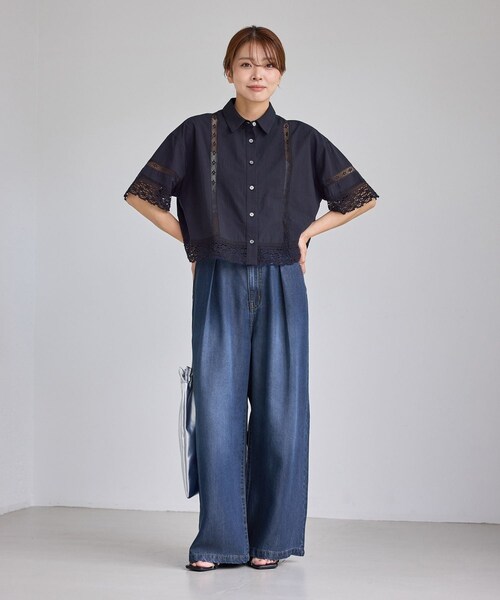 ROPE' PICNIC(ロペピクニック)の「さらっとライトオンスワイドデニムパンツ(デニムパンツ・レディース・ネイビー/サックス・M/S)」の7枚目の写真