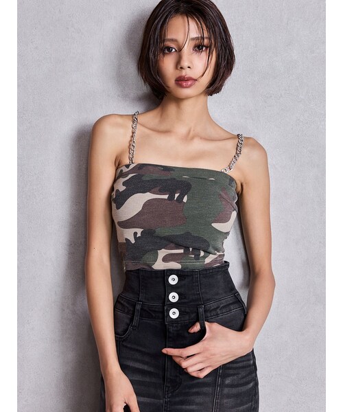 GYDA（ジェイダ）の「chainストラップテレコビスチェ（キャミソール・レディース・オフホワイト/ブラック/ピンク/ミックス/ダークミックス/ライトミックス・F）」の21枚目の写真