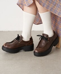 厚底レースアップレザーシューズ