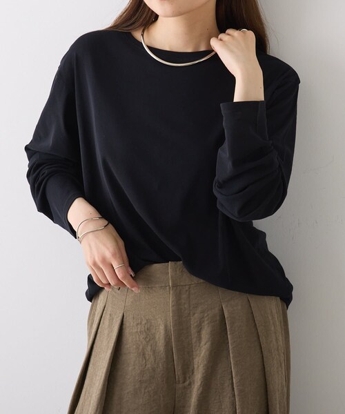 PUAL CE CIN（ピュアルセシン）の「【リバイバル】コットンシアークルーネックカットソー（Tシャツ/カットソー・レディース・ピンク/ブラック/サックスブルー/イエロー/オフホワイト・FREE）」の3枚目の写真
