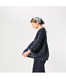 45R★ふわふわ二重織のティアードブラウス（インディゴ） 45R ふわふわ二重織のドレス（インディゴ） - メルカリ