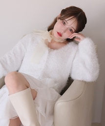 one after another NICE CLAUP | ゴールドボタンフェザーショートカーディガン(カーディガン/ボレロ)