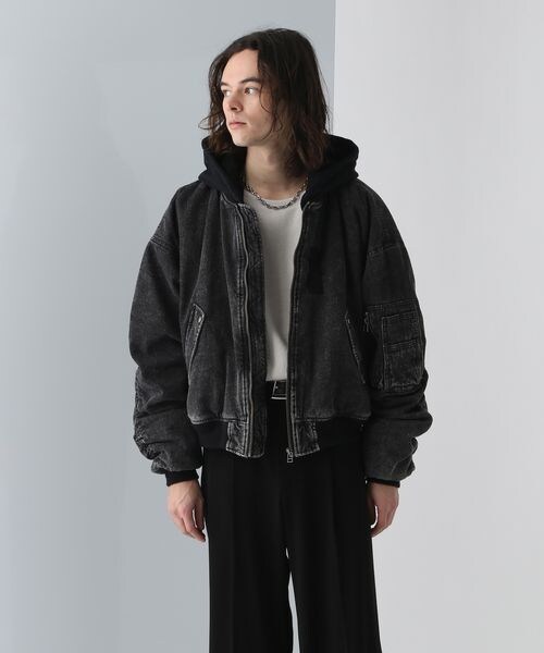 HARE（ハレ）の「フードドッキングMA-1（ジャケット/アウター・ブラック系デニム08/グレー系その他18・FREE）」の13枚目の写真