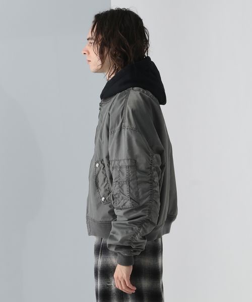 HARE（ハレ）の「フードドッキングMA-1（ジャケット/アウター・ブラック系デニム08/グレー系その他18・FREE）」の16枚目の写真
