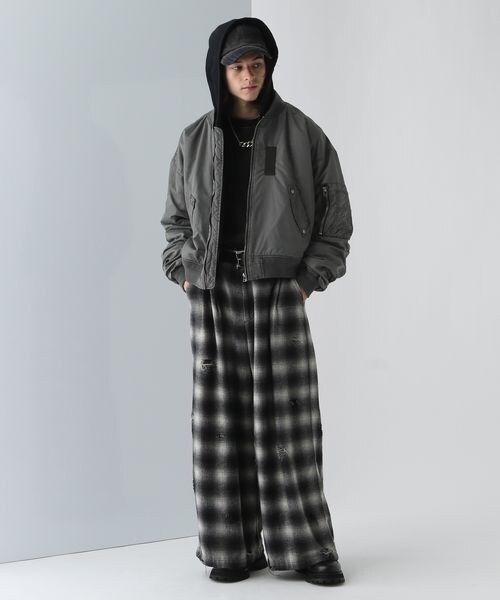 HARE（ハレ）の「フードドッキングMA-1（ジャケット/アウター・ブラック系デニム08/グレー系その他18・FREE）」の5枚目の写真