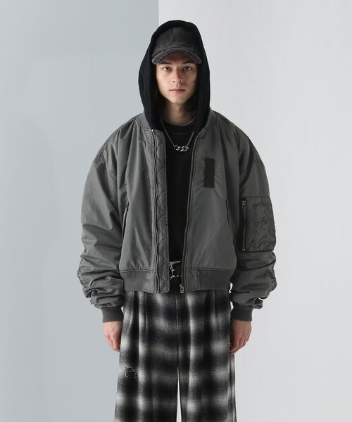 HARE（ハレ）の「フードドッキングMA-1（ジャケット/アウター・ブラック系デニム08/グレー系その他18・FREE）」の10枚目の写真