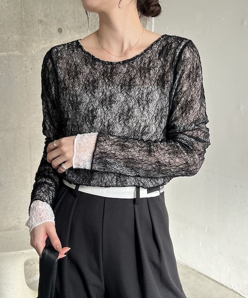 CAPRICIEUX LE'MAGE レースリバロンT カプリシューレマージュ CAPRICIEUX LE'MAGE｜レースリバロンT | Rakuten Fashion(楽天