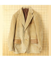 -- | 70s 80s USA MONTGOMERY WARD 太畝 コーデュロイ テーラード ジャケット メンズL相当 ベージュ アメリカ古着(テーラードジャケット)