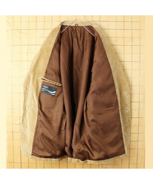 --（--）の「70s 80s USA MONTGOMERY WARD 太畝 コーデュロイ テーラード ジャケット メンズL相当 ベージュ アメリカ古着（テーラードジャケット・レディース・ベージュ・L）」の3枚目の写真