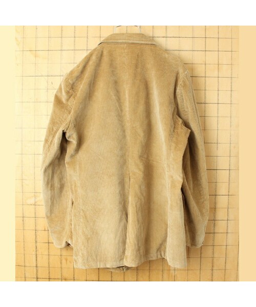 --（--）の「70s 80s USA MONTGOMERY WARD 太畝 コーデュロイ テーラード ジャケット メンズL相当 ベージュ アメリカ古着（テーラードジャケット・レディース・ベージュ・L）」の4枚目の写真