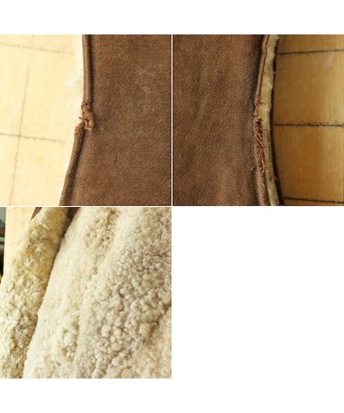 --（--）の「60s 70s EURO ムートンボア ジップアップ ベスト メンズM相当 ブラウン アウトドア キャンプ ヨーロッパ古着（ベスト・レディース・ブラウン・M）」の3枚目の写真