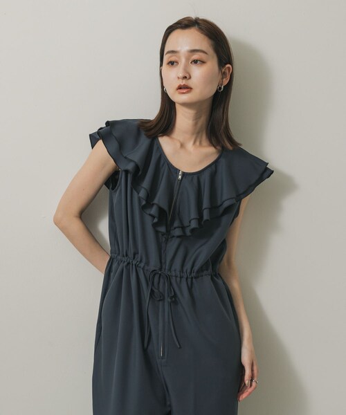 SENSE OF PLACE by URBAN RESEARCH（センスオブプレイスバイアーバンリサーチ）の「フリルオールインワン（サロペット/オーバーオール・レディース・Y.BEG/NAVY/BLACK・S/M）」の22枚目の写真