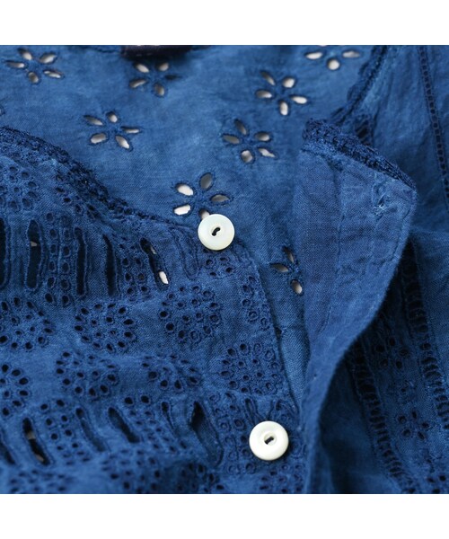 【Bbaywaterr】45Rレースキャミソール カットワーク刺繍 藍染め Bbaywaterr様専用】45Rレースキャミソール カットワーク刺繍 藍