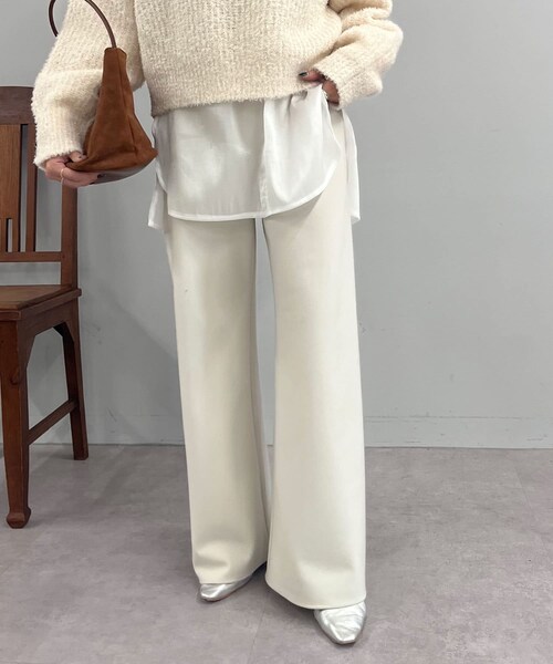 SHENERY（シーナリー）の「ダブルクロスワイドパンツ（パンツ・レディース・ブラック/ライトグレー/ベージュその他2・40/38/34/36）」の2枚目の写真