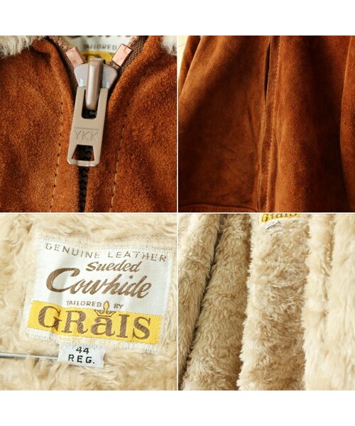 --（--）の「70s 80s USA GRaIS スウェード レザー ジャケット メンズL相当 ブラウン ボアライナー アメリカ古着（カーディガン/ボレロ・レディース・ブラウン・L）」の2枚目の写真