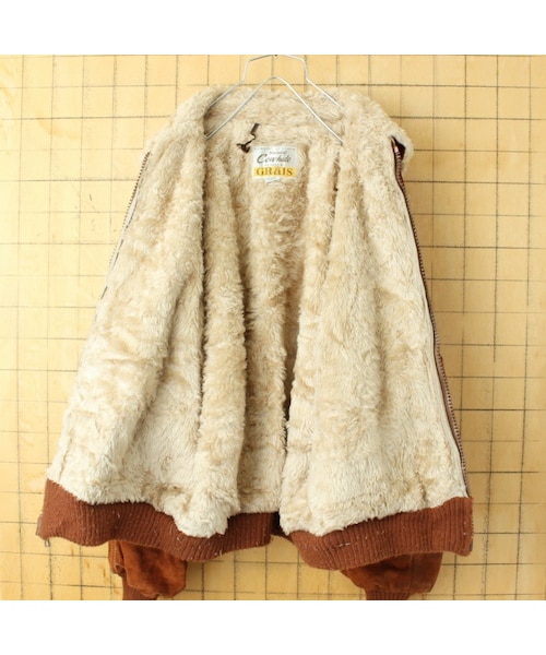 --（--）の「70s 80s USA GRaIS スウェード レザー ジャケット メンズL相当 ブラウン ボアライナー アメリカ古着（カーディガン/ボレロ・レディース・ブラウン・L）」の3枚目の写真