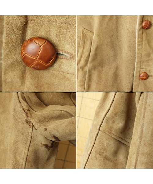 --(--)の「70s 80s USA Sears スウェード レザー コート ジャケット メンズML相当 ベージュ ボアライナー アメリカ古着(その他アウター・レディース・ベージュ・L)」の2枚目の写真