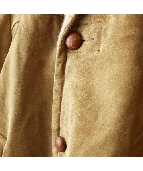 --(--)の「70s 80s USA Sears スウェード レザー コート ジャケット メンズML相当 ベージュ ボアライナー アメリカ古着(その他アウター・レディース・ベージュ・L)」の4枚目の写真