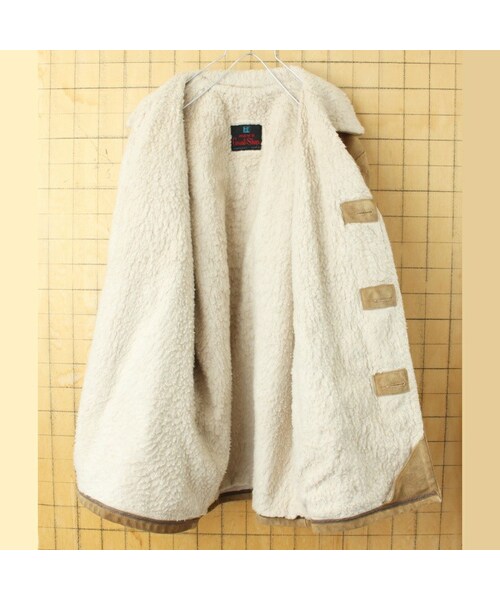 --(--)の「70s 80s USA Sears スウェード レザー コート ジャケット メンズML相当 ベージュ ボアライナー アメリカ古着(その他アウター・レディース・ベージュ・L)」の5枚目の写真